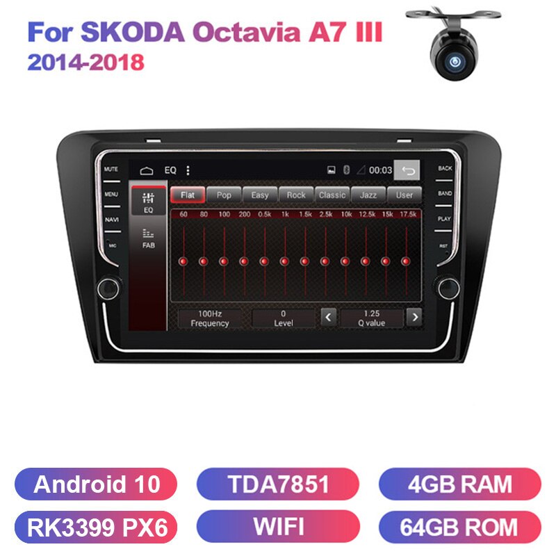 Eunavi 2 Din Android 9.0 Car Radio stereo For SKODA Octavia A7 III 3 2014-2018 GPS navigation multimedia TDA7851 1024*600 WIFI