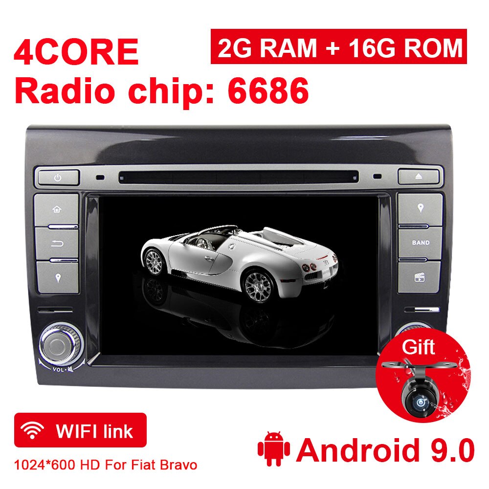 Eunavi 2 Din Android 9 Auto-Multimedia-Player Für Fiat / Bravo 2007 2008 2009 2010 2011 2012 Kfz-DVD GPS-Radio 2 GB RAM WIFI