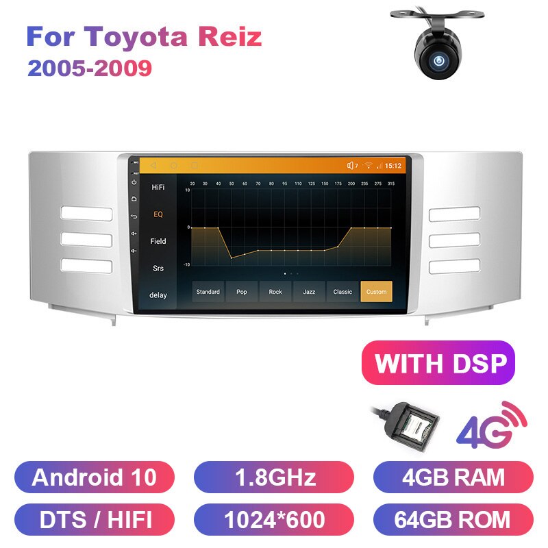 Eunavi Android 10 car radio stereo multimedia for Toyota Reiz 2005-2009 double 2 din headunit IPS TDA7851 GPS Navigation audio