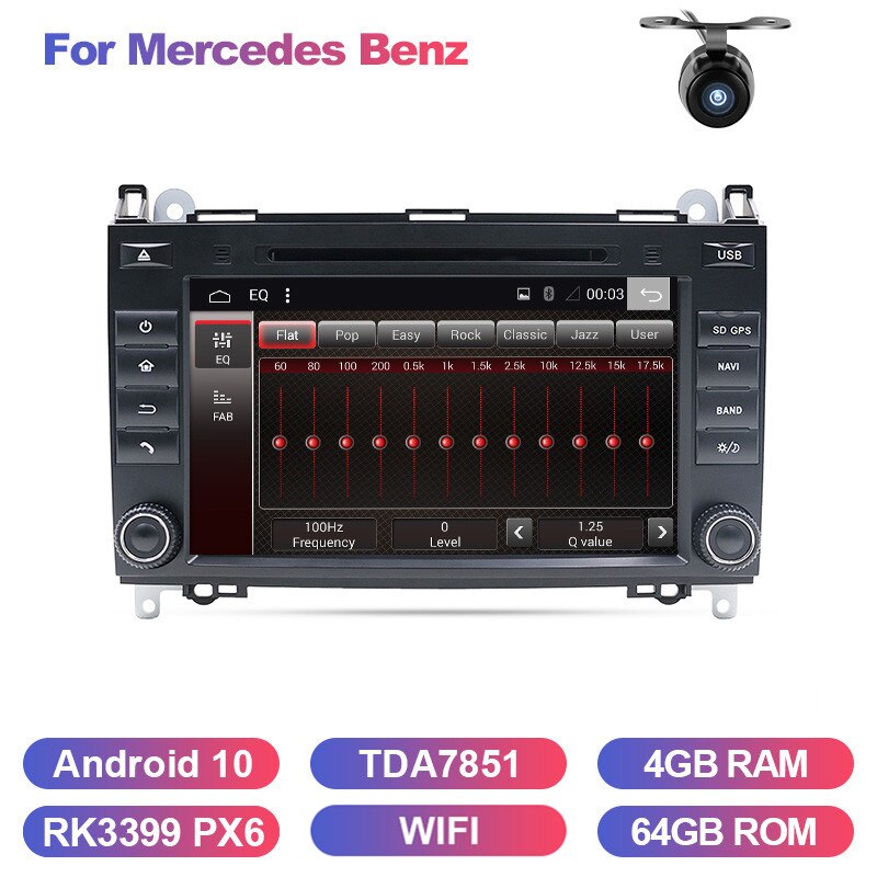 Eunavi 2 din Android 10 Car DVD radio gps for Mercedes Benz B200 A B Class W169 W245 Viano Vito W639 Sprinter W906 TDA7851