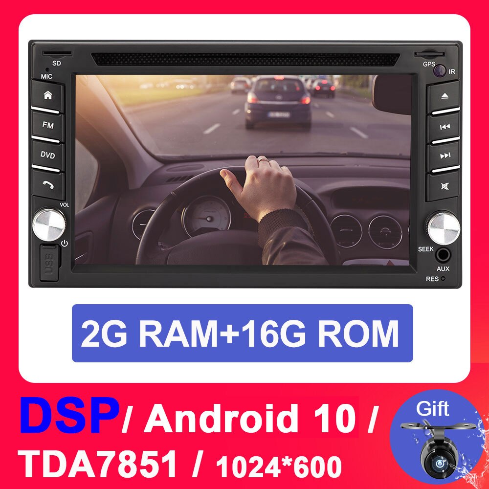 Eunavi 2 Din Android 10 System Car Multimedia Player auto dvd radio stereo audio 2din GPS Navigation WIFI DSP TDA7851 USB