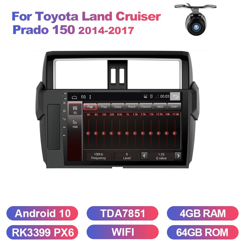 Eunavi 2 din car radio stereo for Toyota Land Cruiser Prado 150 2014-2017 Android 10 2din multimedia GPS Navigation NO DVD