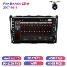 Charger l&#39;image dans la galerie, Eunavi Car dvd player GPS Navi For Honda CRV 2007-2011 Capacitive screen 1024 *600 +wifi+BT+SWC+RDS+Android 10+4G RAM PX6