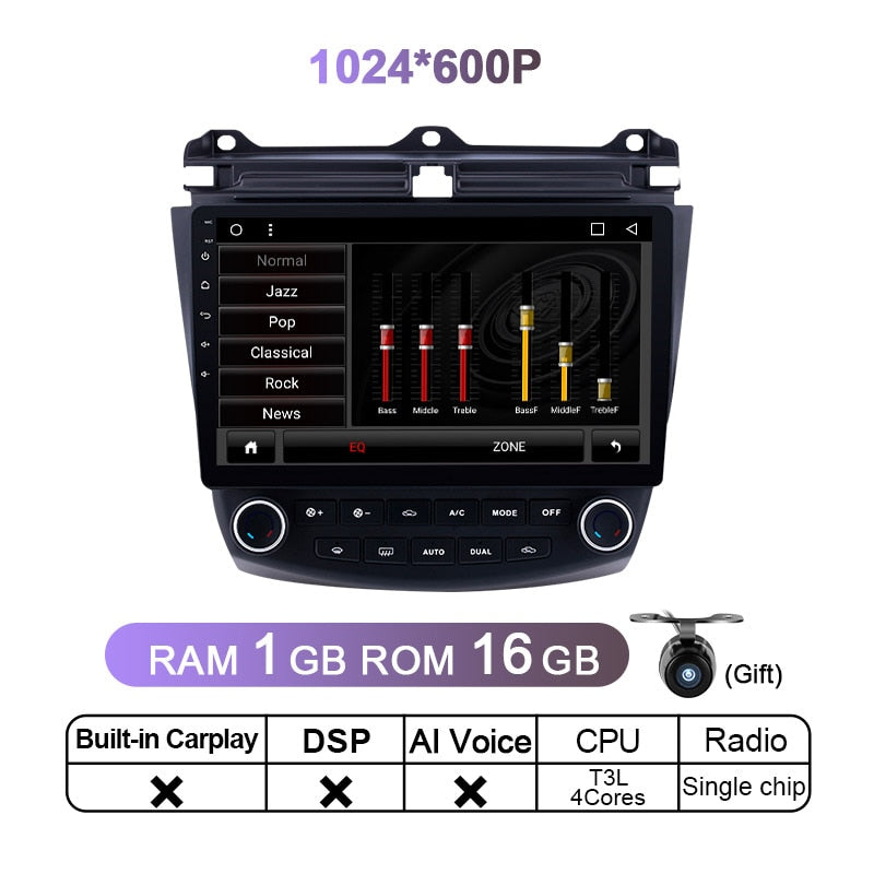 Eunvai AI Voice Control CarPlay Car Radio Multimedia Player For Honda Accord 7 2003 - 2008 DSP 4G Andorid 11 Auto GPS 2 din DVD