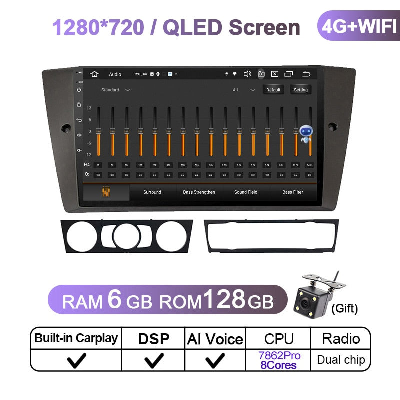 Eunavi 4G Android 11 Car Radio Multimedia Video Player For BMW 3 Series E90 E91 E92 E93 2005 - 2013 GPS Navigation Head unit DVD