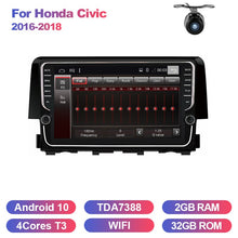 Cargar imagen en el visor de la galería, Eunavi 2 DIN Android 10 Car GPS headunit For Honda Civic 2016 2017 2018 radio stereo multimedia player 4G 64G TDA7850 NO DVD