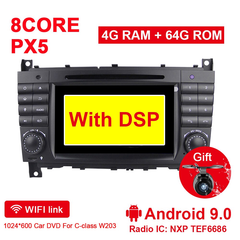 Eunavi 2 din Android 9 Car multimedia Dvd GPS Radio For Mercedes/Benz W203 W209 W219 W169 A160 C180 C200 C230 C240 CLK200 CLK22