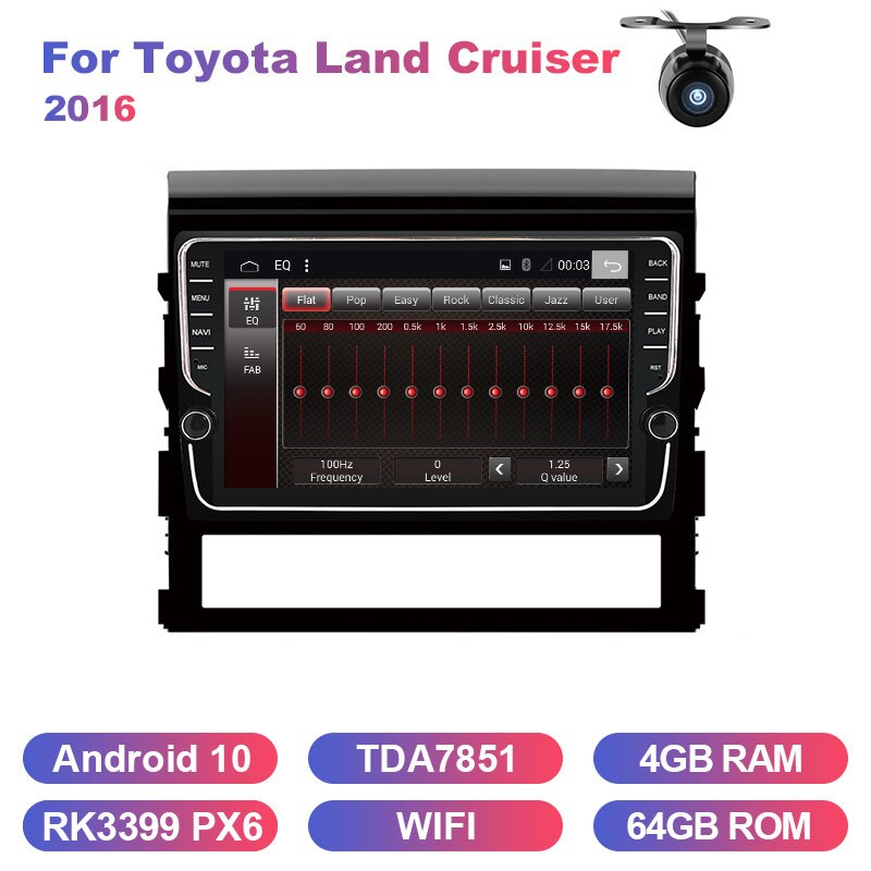 Eunavi 2din car radio stereo multimedia for Toyota Land Cruiser 2016 GPS Android 10 headunit TDA7851 Subwoofer USB NO DVD CD