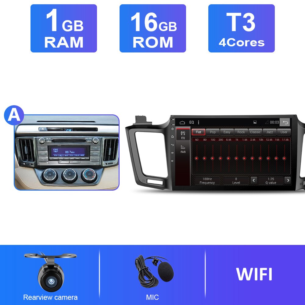 Eunavi 4G 64G Android 10 Car Radio For Toyota RAV4 2013 2014 2015 - 2018 Multimedia Player Video Audio Head unit Navigation GPS