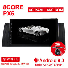 Laden Sie das Bild in den Galerie-Viewer, Eunavi Android 9 1 Din Car multimedia Radio player For BMW E53 E39 X5 5 series E38 M5 stereo gps 9&#39;&#39; no cd dvd 4G 64GB OBD DVR