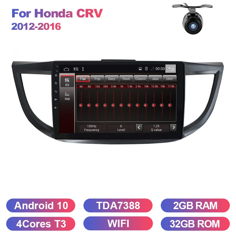 Eunavi 2 din Touch screen Car Radio Multimedia player For Honda CRV 2012-2016 GPS Stereo NO DVD 1024*600 HD Android 10