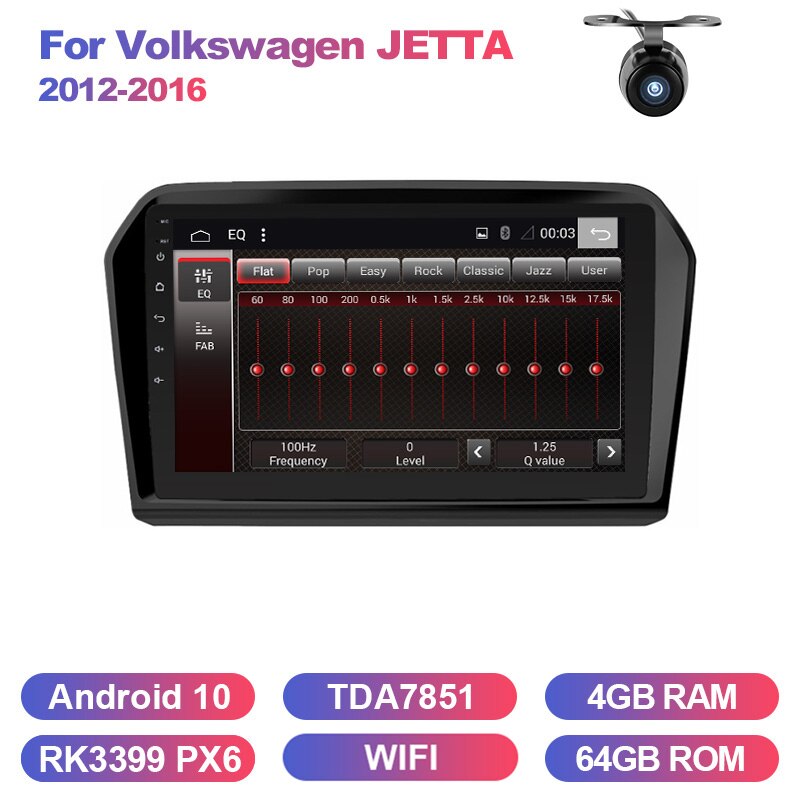 Eunavi 2Din Car Radio 8 core 4GB 64GB Android 10 GPS Stereo For VW Volkswagen JETTA 2012-2016 navigation multimedia TDA7851