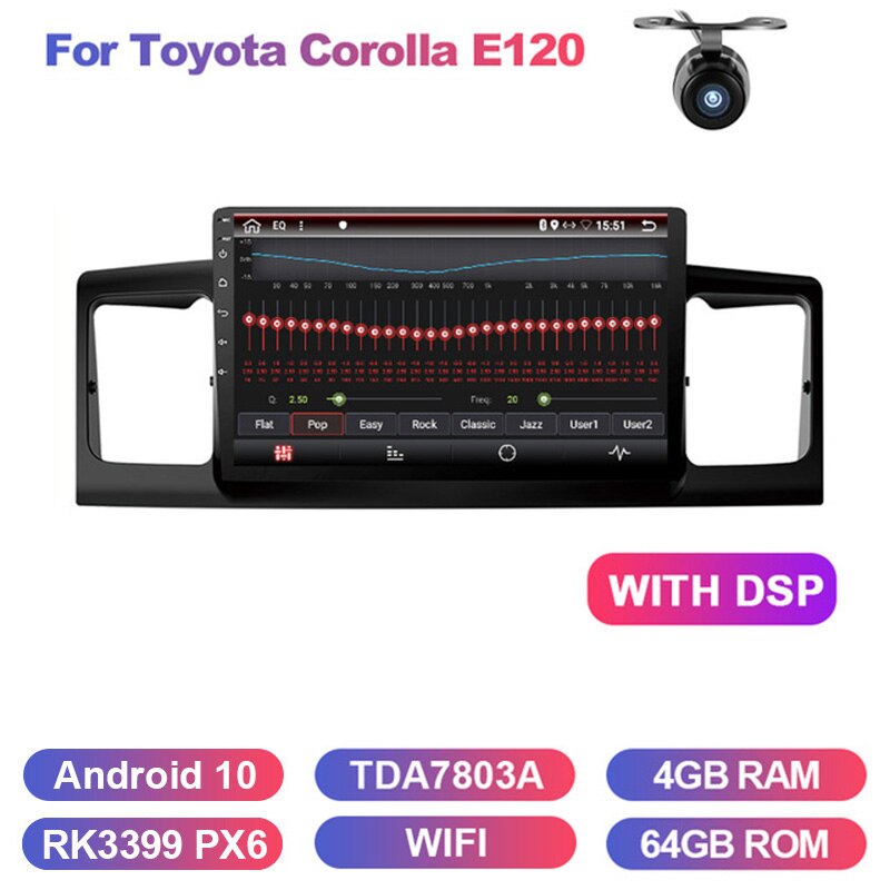 Eunavi 4G 64G Car DVD Player For Toyota Corolla E120 BYD F3 2 Din Car Multimedia Stereo GPS Auto Radio 8Core Android 10 DSP