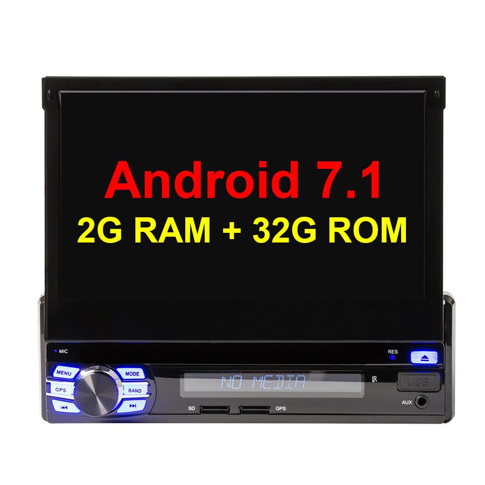 Eunavi Single 1 Din 7" Android 7.1 Quad core Car PC Radio Stereo GPS Navigation Universal 1024*600 HD Head Unit Wifi USB NO DVD