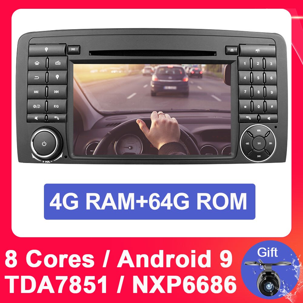 Eunavi 2 din Octa core Android 9 Car multimedia radio dvd gps for Mercedes Benz R Class W251 2006-2013 R280 R300 R320 R350 DSP