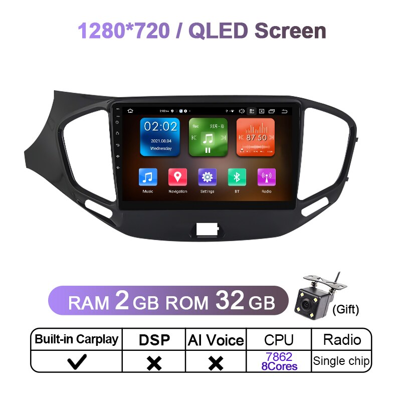 Eunavi 2 Din Android 11 Car Multimedia Video Player For LADA Vesta Cross Sport 2015 - 2018 Car Radio DVD GPS Navigation 1280*720