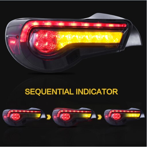 VLAND Tail Lights Assembly For Toyota 86 2012-UP Tail Lamp For Subaru BRZ/Scion FRS 2012-2019 With Moving Turn Signal Light