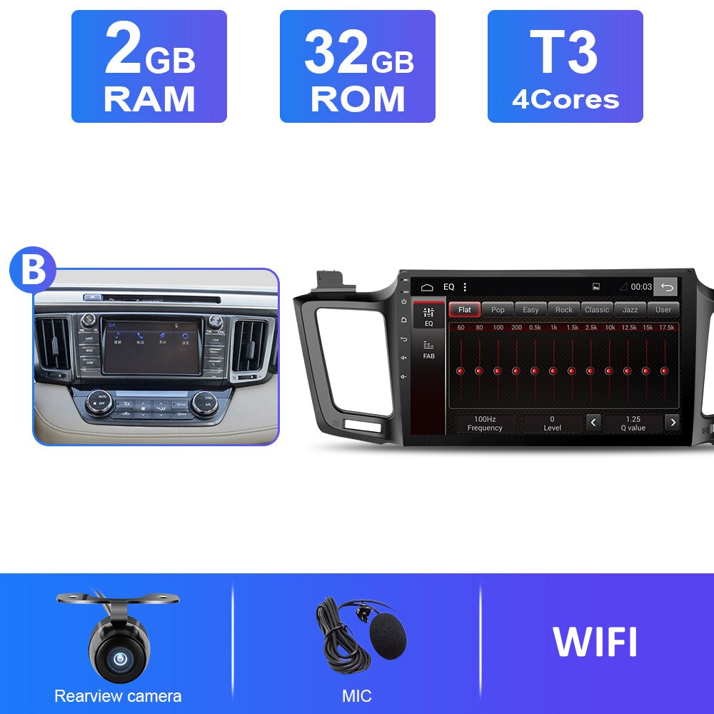 Eunavi Android 10 Autoradio For Toyota RAV4 2013 2014 2015 - 2018 Car Radio Multimedia Video Player GPS Navi 4G 64G No 2 din DVD