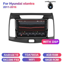 Załaduj zdjęcie do przeglądarki galerii, Eunavi Android 10 system car radio stereo multimedia player for Hyundai elantra 2011-2016 2 din headunit GPS TDA7851 4G 64GB