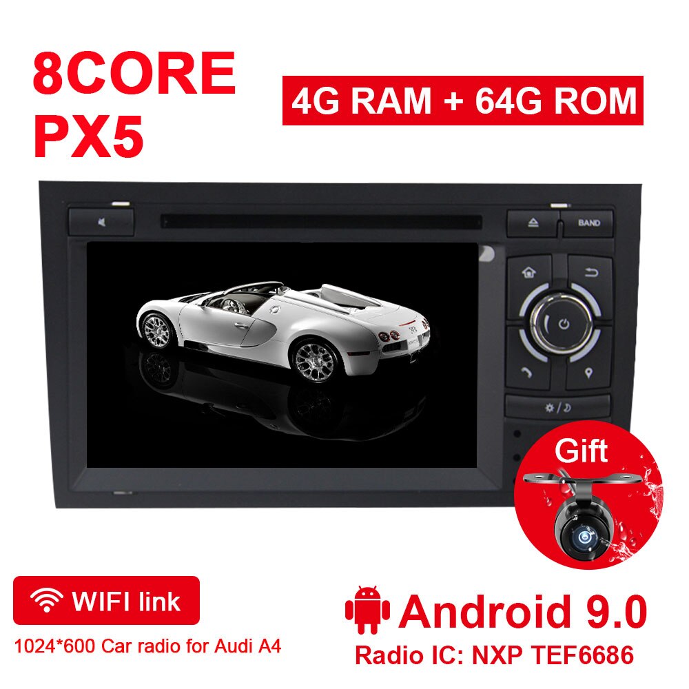 Eunavi 2 din Android 9 GPS 2 Din Autoradio Stereo System For Audi/A4/S4 multimedia 8 Cores 4GB 64GB Car DVD Radio 2din headunit