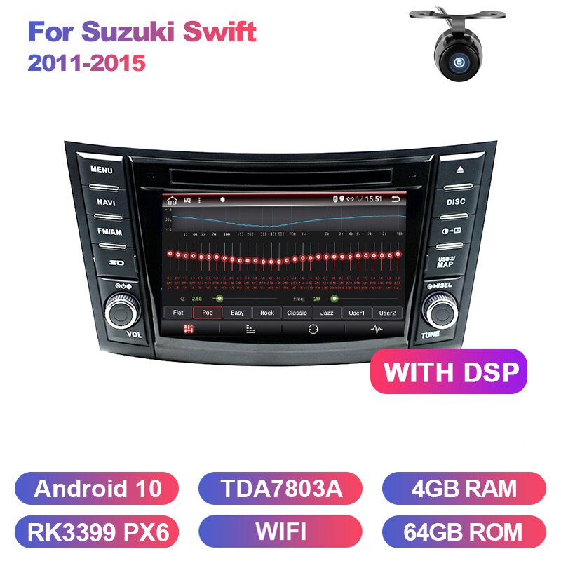 Eunavi 2 Din Android 9.0 Car radio dvd multimedia For Suzuki Swift 2011-2015 2din Stereo headunit GPS Navigation autoradio WIFI