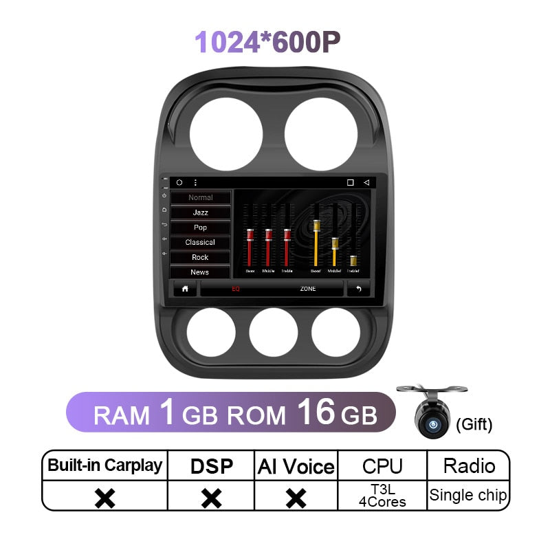 Eunavi Android 11 Car Radio For JEEP Compass Patriot 2010 - 2016 Stereo 2 Din Multimedia Player GPS Navigation Carplay DSP DVD