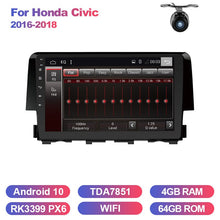 Charger l&#39;image dans la galerie, Eunavi 2 DIN Car Radio headunit For Honda Civic 2016 2017 2018 radio stereo multimedia player Android 10 TDA7850 NO DVD GPS