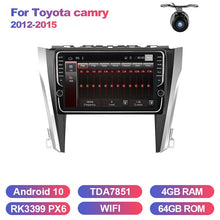 Load image into Gallery viewer, Eunavi car gps multimedia player For Toyota Camry 2012-2015 navigation radio video audio 4G+64G wifi touch screen bt android 10