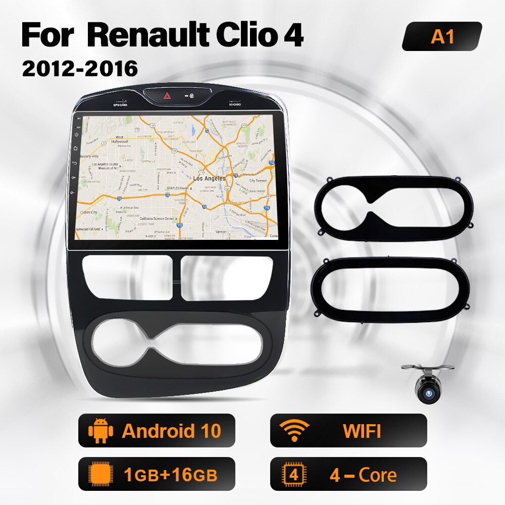 Eunavi 1 Din Auto GPS-Radio Für Renault Clio 2013-2015 Handbuch Multimedia Video Player Navigation 10,1 Zoll Bildschirm Android 10 WIFI