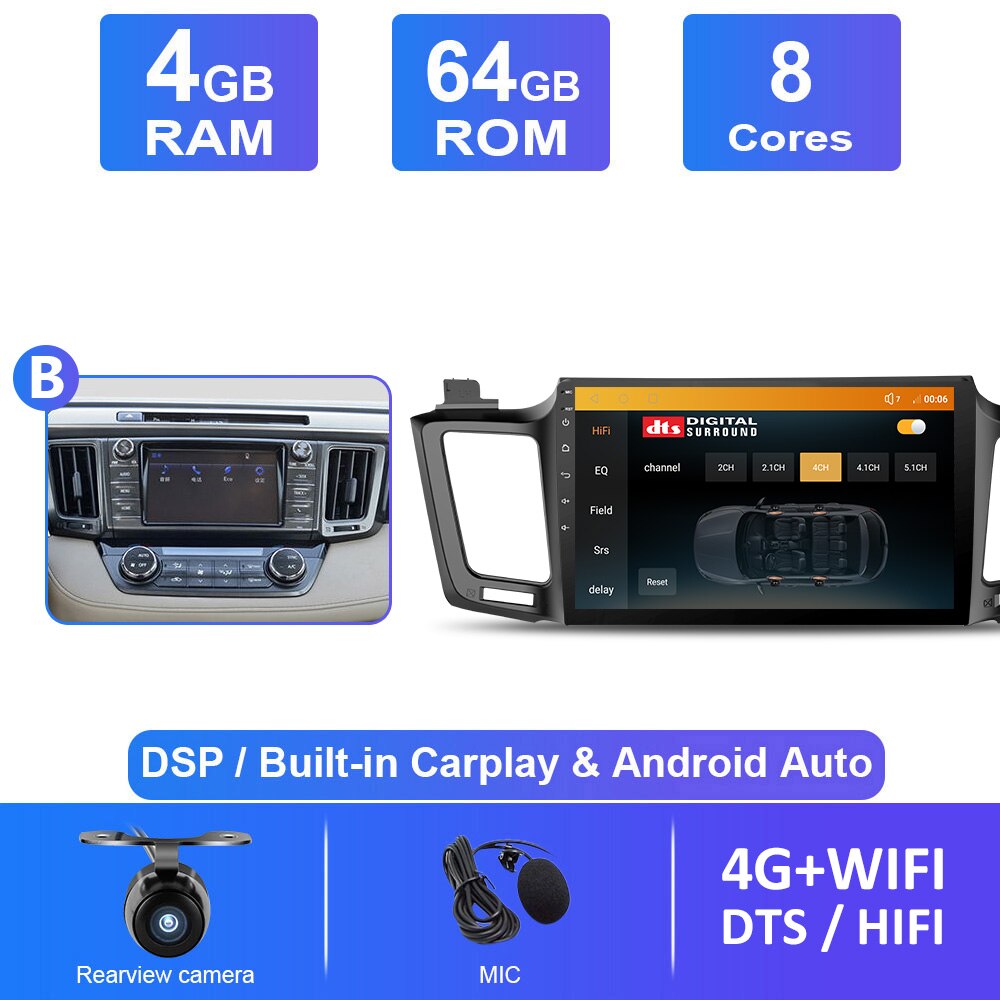 Eunavi Android 10 Autoradio dla Toyota RAVCH 2013 2014 2015-2018 Tsar Radio multimedialny odtwarzacz wideo nawigacja gps ChG SHCHG nr 2 din DVD