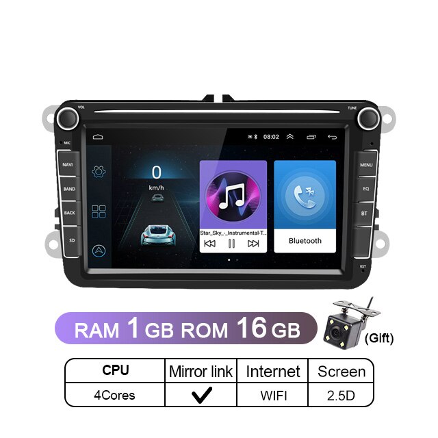 Eunavi 2 Din Android 10 Car Radio GPS For VW Passat B6 B7 CC Polo GOLF 5 6 Touran Jetta Tiguan Skoda Octavia Bora Magotan 4G USB