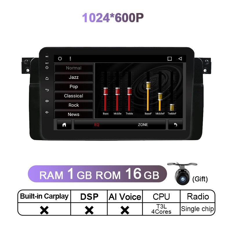 Eunavi 4G 1280*720 Android 11 Car Radio GPS Multimedia Video Player For BMW E46 Coupe (M3 Rover) 318i 320i 325i 1998 1999 - 2006