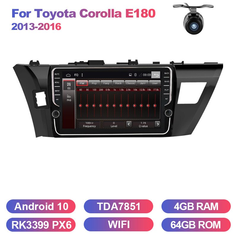 Eunavi 4G+64G Octa 8 core car radio for Toyota Corolla E180 2013-2016 multimedia car gps navigation PX6 WIFI android 10 no dvd