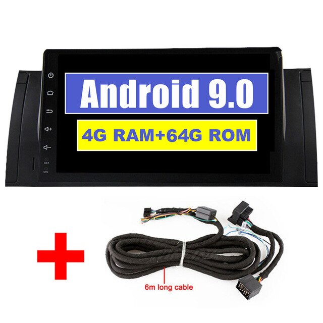 Eunavi Car Multimedia Radio Player For BMW/E39/X5/E53 1din headunit GPS Stereo Android 9 system 4G 64GB 8 CORES 9'' One 1 Din