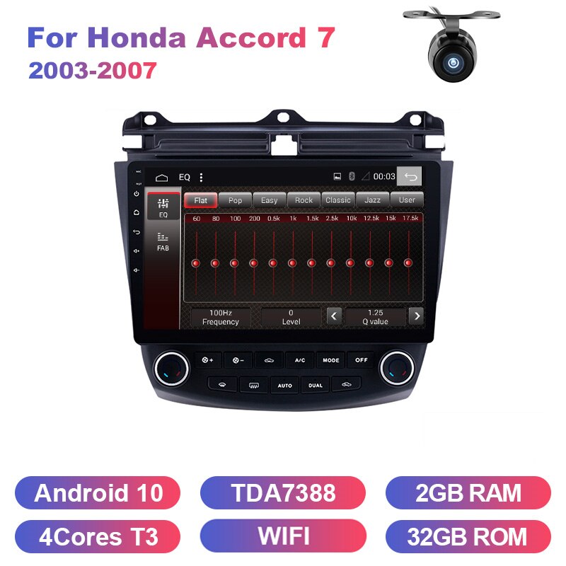 Eunavi 2 din Car Multimedia Radio Player Android system For Honda Accord 7 2003-2007 Auto stereo NO DVD GPS Audio 4G 64GB WIFI