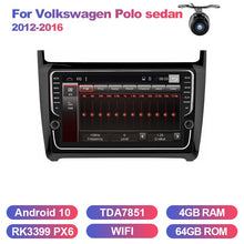 Załaduj zdjęcie do przeglądarki galerii, Eunavi 2 Din Android 10 Car Radio GPS Stereo For VW Polo sedan 2012-2016 navigation multimedia player 8 core 4G 64G TDA7851