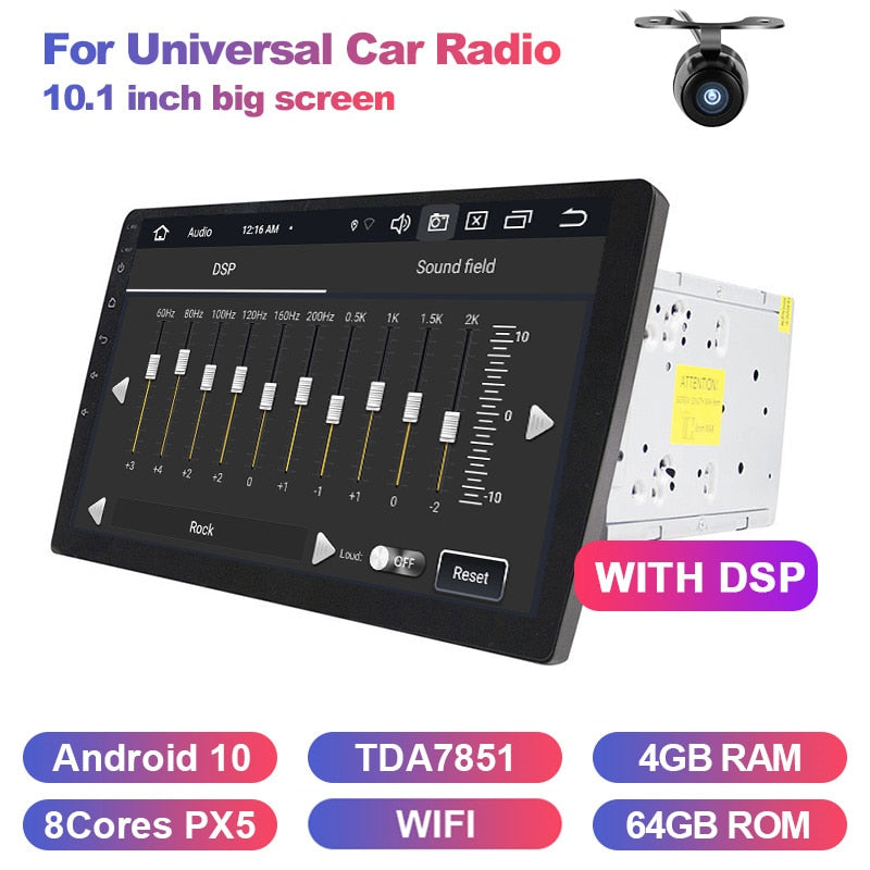 Eunavi 2 din 10.1 inch DSP TDA7851 Universal Android 10 Car Multimedia Radio player 2din GPS touch screen Bluetooth wifi NO DVD