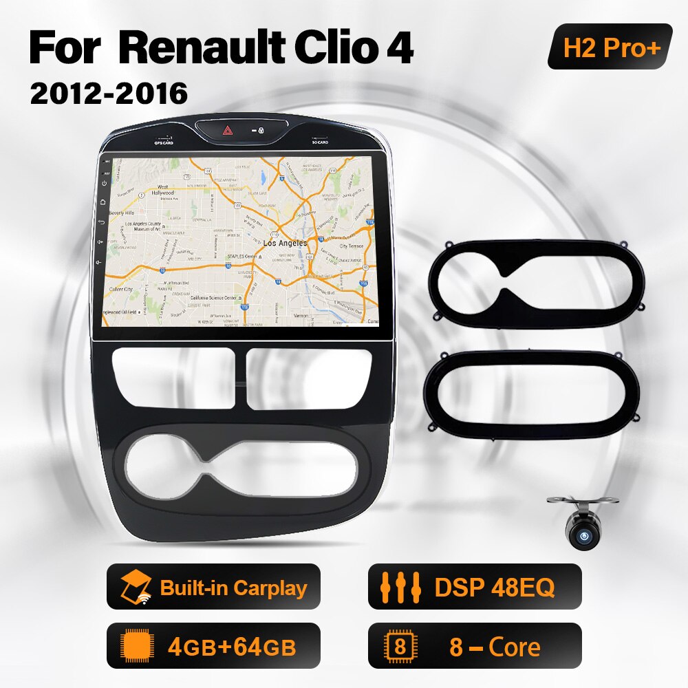 Eunavi 1 Din Auto GPS-Radio Für Renault Clio 2013-2015 Handbuch Multimedia Video Player Navigation 10,1 Zoll Bildschirm Android 10 WIFI