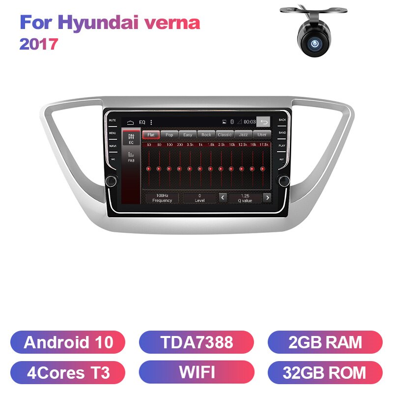 Eunavi 2din car radio stereo multimedia player for Hyundai verna 2017 Android 10 system 2 din headunit GPS TDA7851 4G 64GB