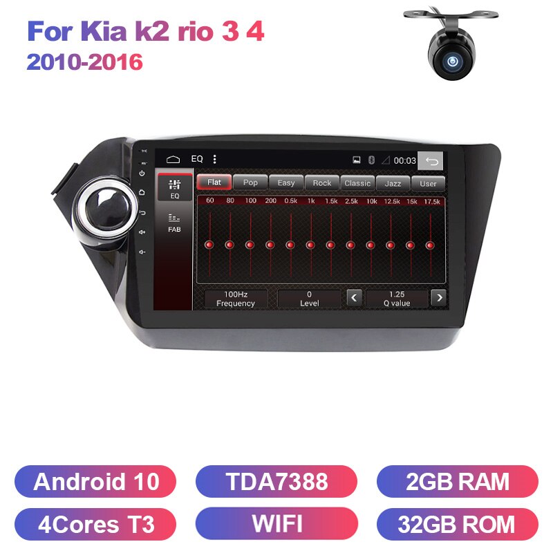 Eunavi Android 10 2 Din Car radio GPS For Kia k2 rio 3 4 2010-2016 Multimedia stereo navigation Auto radio TDA7851 4GB 64GB