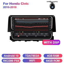 Załaduj zdjęcie do przeglądarki galerii, Eunavi 2 DIN Android 10 Car GPS headunit For Honda Civic 2016 2017 2018 radio stereo multimedia player 4G 64G TDA7850 NO DVD