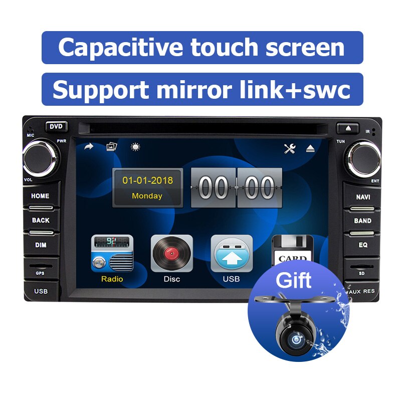 Eunavi 2din car dvd radio player for Toyota Hilux VIOS Old Camry Prado RAV4 Prado 2003-2008 gps navigation stereo touch screen