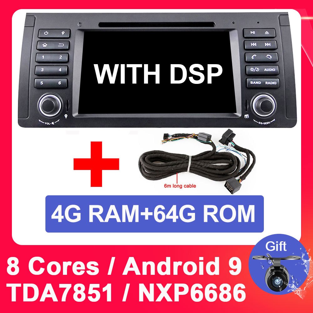 Eunavi 1 din Android 9.0 Car dvd Multimedia Player For BMW E53 E39 X5 Auto radio stereo GPS DSP touch screen headunit 4GB 64GB