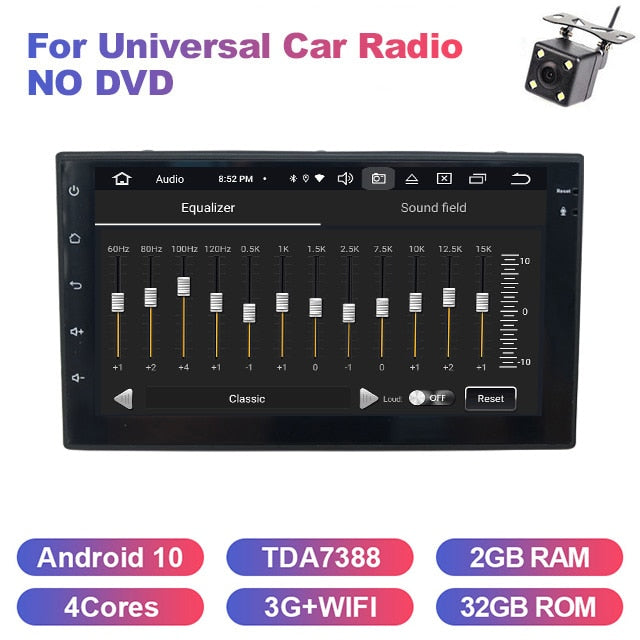 Eunavi Android 10 2 Din Car Radio Multimedia Video Player Universal 7'' HD Screen Audio Stereo Autoradio Navigation GPS NO DVD