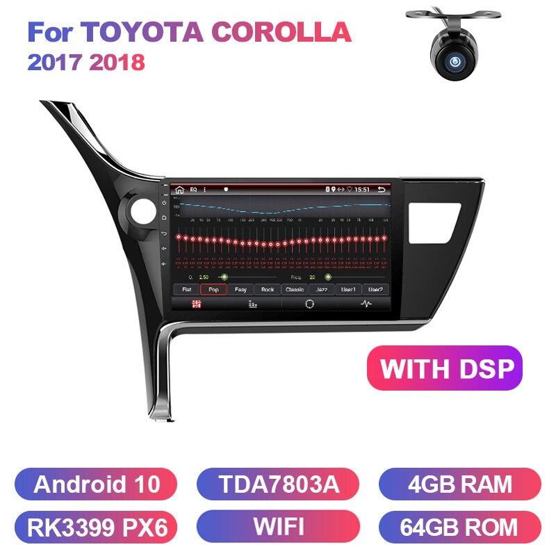 Eunavi car multimedia playe radio audio stereo gps auto for Toyota Corolla 2017 2018 navigation touch screen wifi Android 10