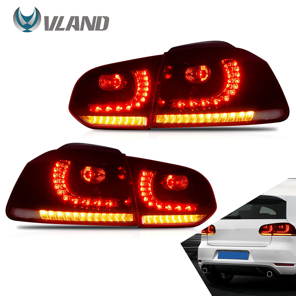 VLAND Car Accessories LED Tail Lights Assembly For 2008-2013 Volkswagen GOLF 6 MK6 GTI 2012-2013 Golf R Tail Lamp Full LED DRL