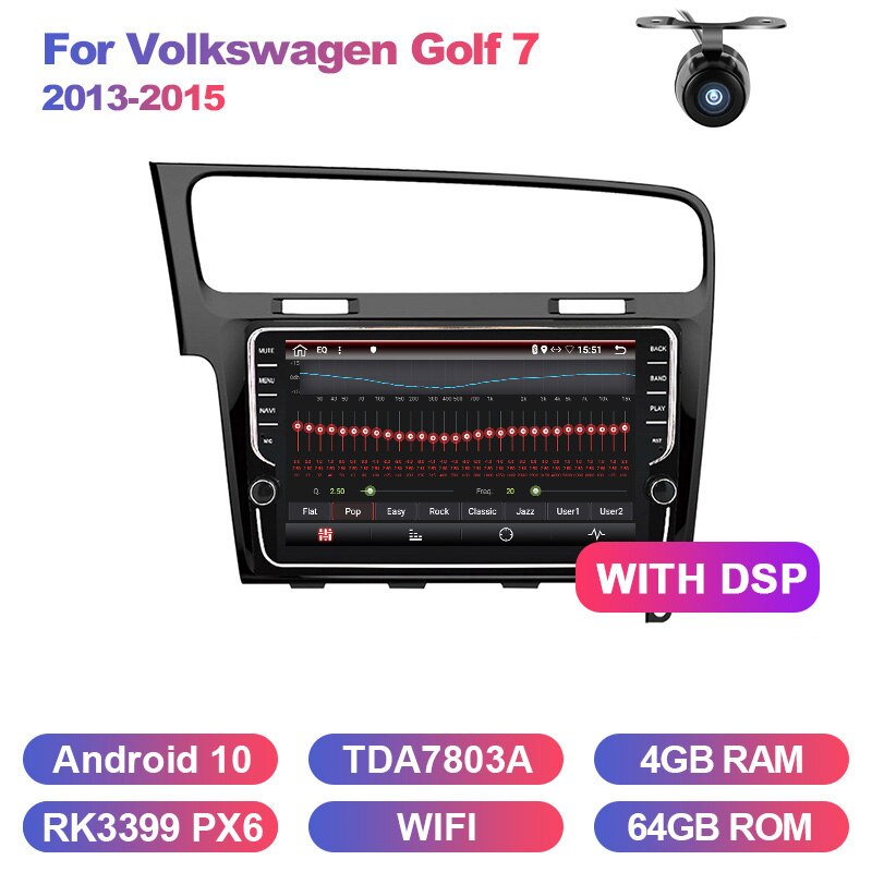 Eunavi 2Din Android Car Radio GPS for VW Volkswagen Golf 7 Golf7 2013- 2015 Multimedia player TDA7851 WIFI RDS Auto Audio Stereo