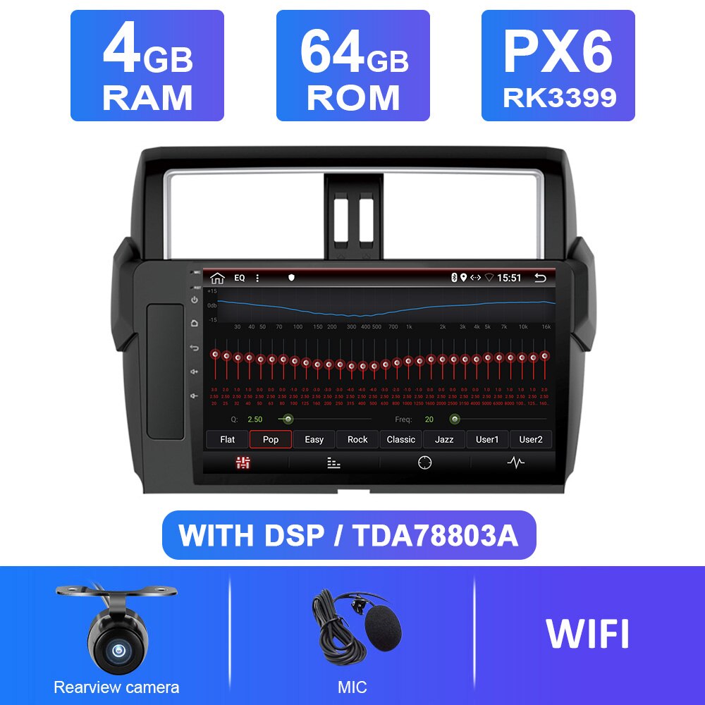 Eunavi Android 10 Autoradio For TEunavi Android 10 Autoradio dla Toyota Land Cruiser Prado 150 2013-2017 Radio samochodowe multimedialny odtwarzacz wideo nawigacja GPS 2 Din