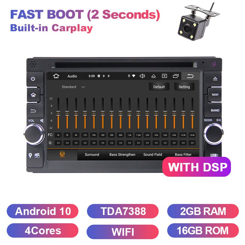 Eunavi 2 Din Android Universal Car Radio DVD Audio GPS Auto Multimedia Player 2Din Navigation Headunit PC CD TDA7851 DSP USB