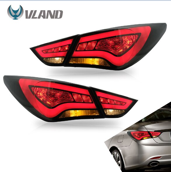 VLAND Car Accessories LED Tail Lights Assembly For HYUNDAI SONATA 2011-2014 Tail Lamp With LED Turn Signal Reverse DRL Lights